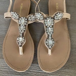 Rhinestone tan sandals